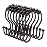 24Piece Bathway Shower Curtain Hooks Shower Curtain Rings Bronze Rust Proof Double Shower Curtain Hooks Shower Hooks