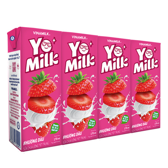 2 thùng sữa chua uống hương dâu yomilk - hộp giấy x 170ml 48 hộp thùng - ảnh sản phẩm 2