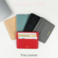 Classic Custom Letters Slim Wallet Personalize Initials Mini PU Leather Credit Card Holder Logo DIY Gift Women Men Cardholder Card Holders