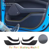 Carbon Fiber Door Interior Panel Anti Kicking Stickers For Ford Mustang Mach-E 2022 Car Accessories Auto Interior Decoration