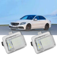 2Pcs Car License Plate Light for - W204/W212/W216/W221/W207 18 Led White Rear License Tag Lights