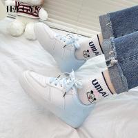 IELGY  Tie-Dye Casual Flat Round Toe Color Matching White Shoes For Women