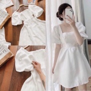 TT 04 - Đầm nữ baby màu trắng, thiết kế kiểu tiểu thư, cổ Vuông
