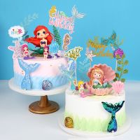 ♈☊ Mermaid Party Cake Toppers Cupcake Topper Cake Flags Cake Decorating Happy Birthday Decoration Baby Shower