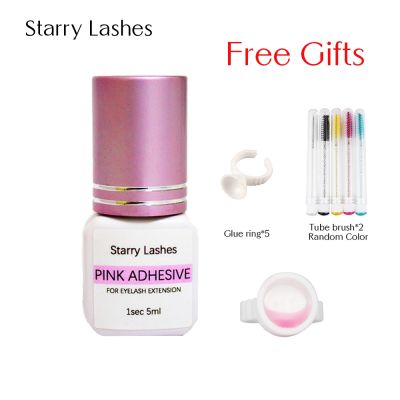 Eyelash Extension Clear Glue Pink Color Fast Drying Long Lasting Lashes Adhesive Low Smell False Eyelashes Sensitive Glue