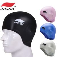 JIE JIA Adults Silicone Swimming Caps Men Women Waterproof Swim Pool Cap Protect Ears Long Hair Large High Elastic  Diving Hat Swim Caps