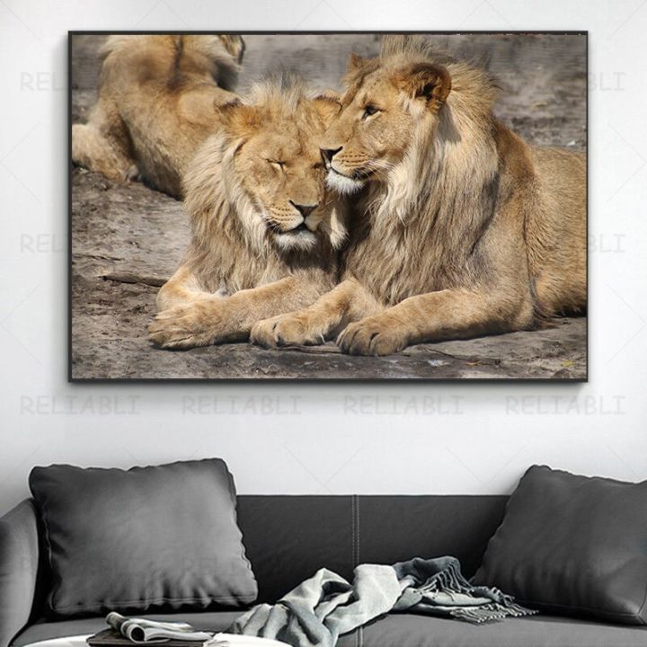 newlion-โปสเตอร์ภาพวาดผ้าใบสัตว์ป่าแอฟริกันพิมพ์-lion-family-wall-art-ภาพสัตว์สำหรับห้องนั่งเล่นตกแต่งบ้าน-cuadros