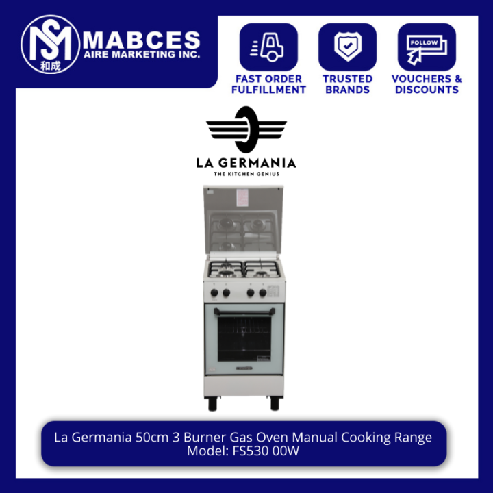 La Germania 50cm 3 Burner Gas Oven Manual Cooking Range FS530 00W