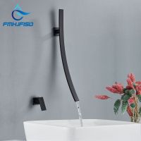 【hot】 70cm Spout Faucet Wall Mounted Basin Mixer Handle Concealed Sink Torneira