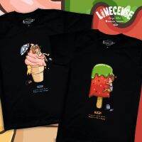 Black T-shirt "Cool Girl &amp;  Cool Boy" เสื้อยืดคุณภาพสีดำลายไอศกรีม ลายไอติม Premium cotton100 com