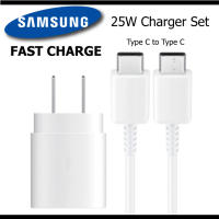 samsung ชุดสายชาร์จsamsung + หัวชาร์จ PD 25W สายType-Cทั้ง2ด้าน หัว 9V-2.77A 25W Fast chargerมีสีดำกับขาว