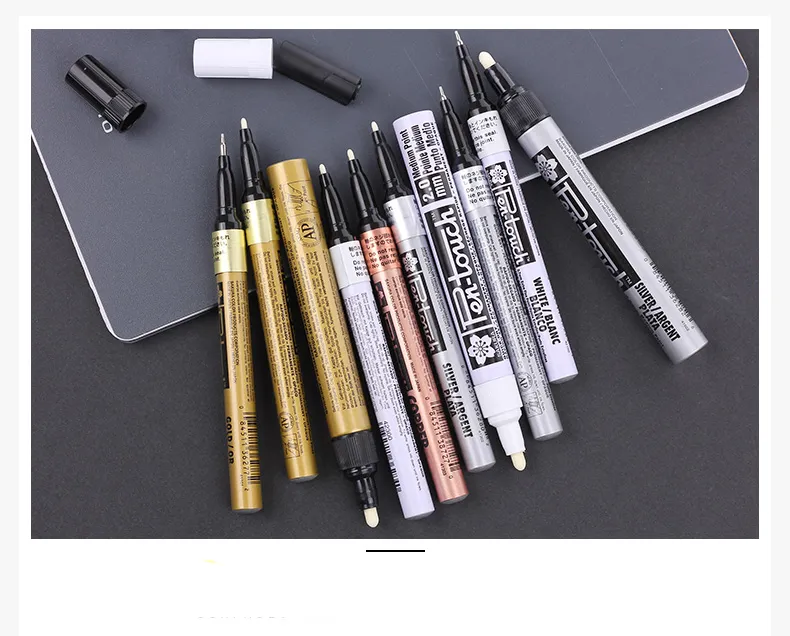 13.8CM Gold Silver Paint Marker Water-base Marker Pen For Ceramics Glass  Fabric Leather Dark Paper Painting DIY Craft Marker Pen