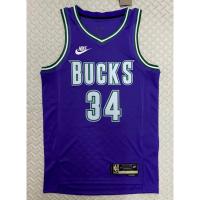 【Hot Pressed】2023 Nba Milwaukee Bucks No.34 Antetokounmpo Purple Basketball Jersey