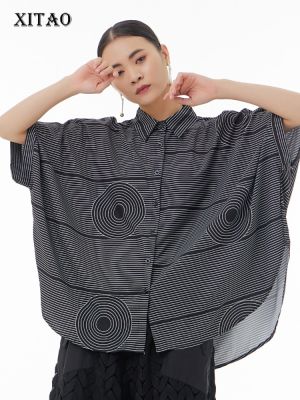 XITAO Shirt Striped Casual Fashion Women Batwing Sleeve Shirts