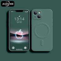 เคสชาร์จไร้สายแม่เหล็ก AUOVIEE สำหรับ Magsafe สำหรับ iPhone 13 15 12 11 14 Pro Max Mini X XR Xs 7 8 Plus ปลอกซิลิโคน TPU แบบนิ่มเหลว