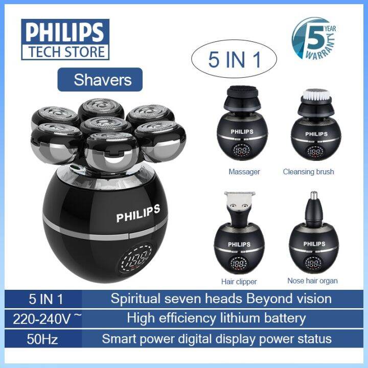 Philips 7D Floating Head Shaver for Men 5 in 1 Electric Razor Cordless ...