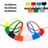 3x100/4x150/4x200mm Easy Mark Color Nylon Self-locking Cable Ties Plastic Loop with Tag Markers Cable Zip Ties