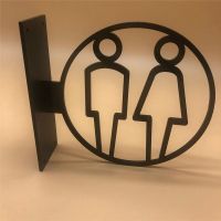 3D Side Mount Wc Signs Door Sticker Men &amp; Women Restroom Toilet Sign Doorplate Tips Guide Creative Signage Acrylic Plaque Toilet Covers