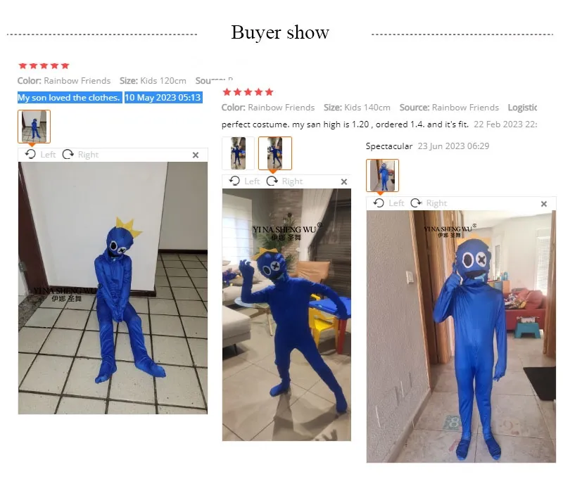 One-piece Rainbow Friends Costume For Kids Adults Blue Monster Wiki Cosplay  Horror Game Halloween Jumpsuit Party Outfit With Headgear