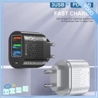 YIXIO EU UK US 48W QC3.0 อะแดปเตอร์ชาร์จ PD ที่ชาร์จด่วน 3 ที่ชาร์จ USB