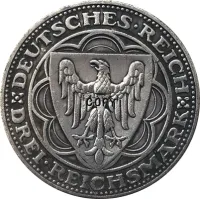 1927เยอรมัน3 Reichsmark 100th วันครบรอบของ Bremerhaven-สำเนาเหรียญ30มม