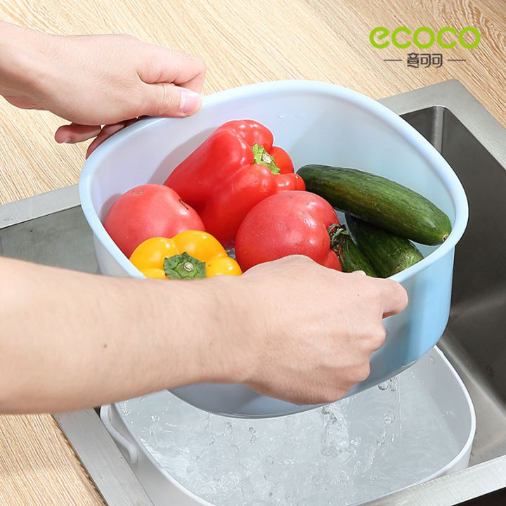 ecoco-double-layer-drain-basket-washing-box-kitchen-sink-strainer-vegetables-living-room-fruit-tray-cook-helper-handle-gadget