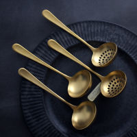 Gold Metal Soup Ladle Colander Set Kitchen Cookware Long Handle Soup Spoon Dinner Kitchenware Serving Spoon Utensil Tools