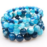 6-12mm Blue Natural Agates Mens Bracelets Natural Sone Femme Blue Best Friend Bracelet For Men 2020 Natural Stone Bracelet Homme