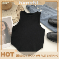 hanshi [2023 new HOT FASHION] lazlook Summer TANK Tops เซ็กซี่ไม่สม่ำเสมอเก๋ชุดชั้นในผู้หญิงสีทึบแขนกุดลำลอง Slim Crop TOP