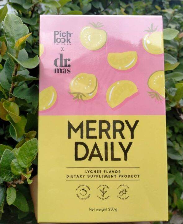 merry-daily-by-pich-look-กล่องชมพู-เมอร์รี่-เดลี่-กลิ่น-ลิ้นจี่-วิตามินชงดื่ม-ปริมาณ-200-กรัม