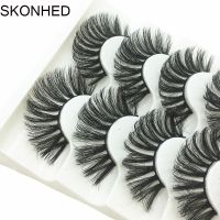 YOKE SKONHED 5 Pairs ผู้หญิง ปุย Wispy Flared ขนตาปลอม ต่อขนตา 3D Faux Mink Hair Crisscross