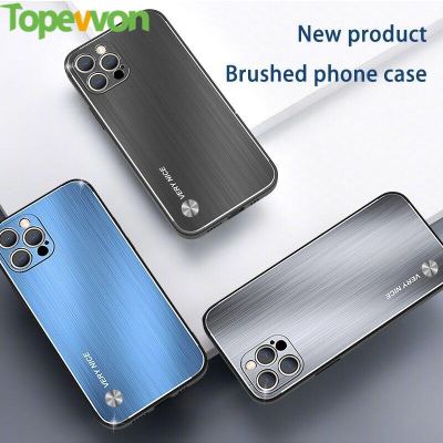 Topewon สำหรับ Apple iPhone 11 12 13 Pro Max Mini Phone Case, Hard Strength Metal Brushed Back Panel และ TPU Soft Edge All-Round Protection Brushed Mobile Phone Case