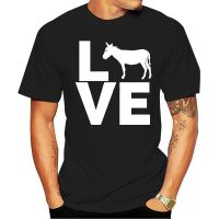 T-shirt เสื้อยืดลําลอง แขนสั้น คอกลม พิมพ์ลายการ์ตูน I Love Donkeys สไตล์วินเทจ สําหรับผู้ชาย และผู้หญิงS-5XL  M1HN