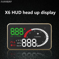 YASOKRO X6 Auto HUD Head Up จอแสดงผล OBD รถ Speedometer OBD2 Speedo Over Speed นาฬิกาปลุกแรงดันไฟฟ้ากระจกโปรเจคเตอร์ OBDii Plug