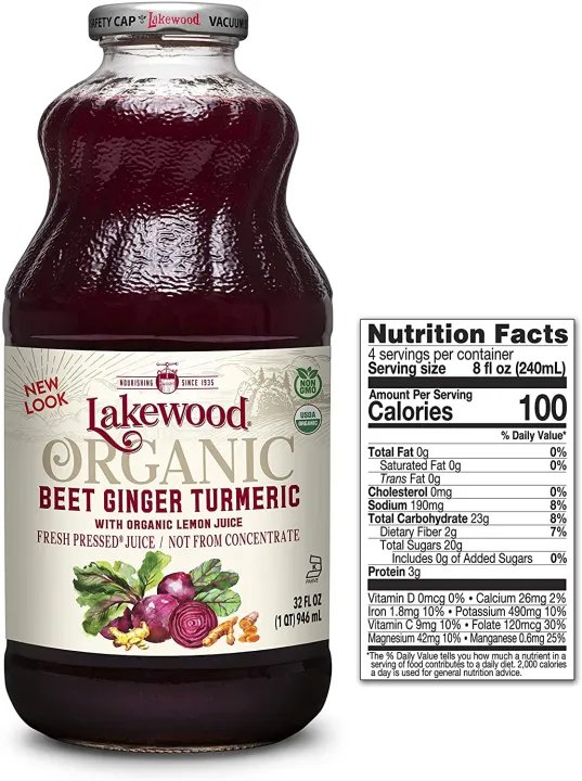 Lakewood Organic Beet Ginger Turmeric Juice Bottle, 32 oz | Lowered ...