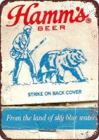 Hamms Beer Bear Strike on Back Cover Vintage Reproduction Metal Sign 8 x 12