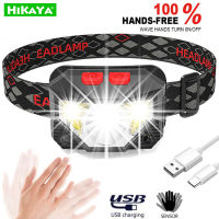 HIKAYAไฟฉายคาดหัวแบบชาร์จได้,800 Lumen Ultra-LightไฟLEDแบบสว่างไฟหน้าแบบชาร์จไฟได้สีขาวสีแดง,IPX5เครื่องตรวจการจับน้ำหัวโคมไฟ,6โหมดสำหรับปั่นจักรยานกลางแจ้งวิ่งตกปลา