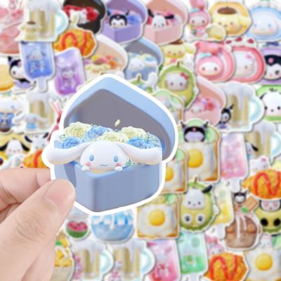 ☑✷ 64 Sheets of Cartoon Cute 3D Food Sanrio Stickers Kuromi Handbook Decorative Stickers Waterproof Decorative Toys