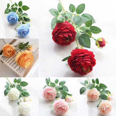 UNI 3 Heads Rose European Silk Artificial Peony Flower For Home Wedding Wall Decors