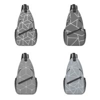 【CC】 Gray Triangles Sling Men Fashion Pattern Shoulder Chest Crossbody Hiking Daypack