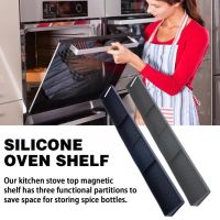 【CW】 Silicone Stove Top Shelf Magnetic Over Oven Spice Rack With Partition And Perimeter P6a0