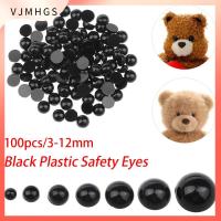 VJMHGS 100pcs ของขวัญคริสต์มาส 3-12 มม. ตุ๊กตาผ้า Bears เข็ม Felting อุปกรณ์เสริมตุ๊กตา การทำหุ่นสัตว์ ตาความปลอดภัยสีดำ