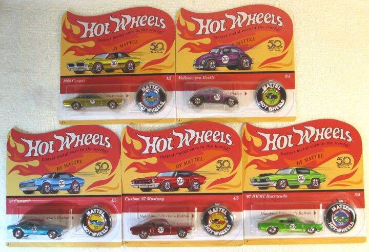 hot-wheels-1-64แมลงปีกแข็ง-vw-camaro-mustang-hemi-ป้าย-cintura-เส้นสีแดงความคิดถึงฉบับที่ส่งมา2018-50th-ครบรอบ