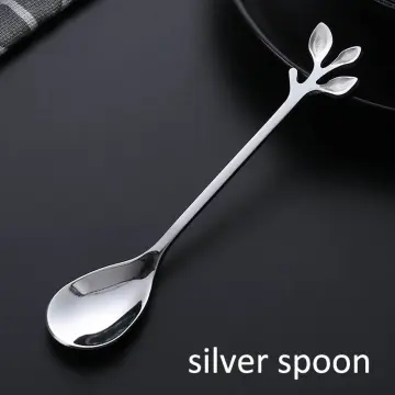 Stainless Steel Coffee mini Spoon Set Small Korean Metal Dessert Spoons  Gift Silver Brass Stainless Steel Flatware use