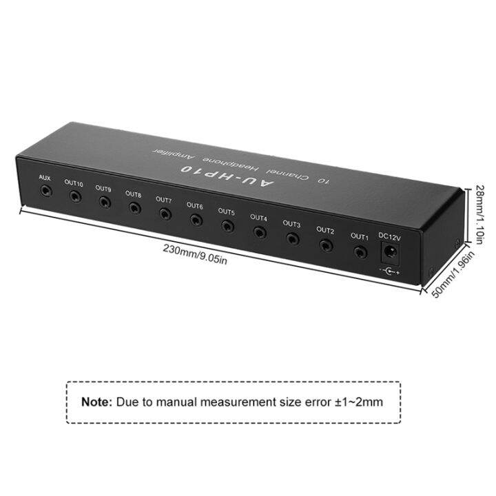 1pcs-au-hp10-10-channel-stereo-headphone-amplifier-black-audio-1input-10-output-preamplifier-independent-control-njm4556a-dc12-24v