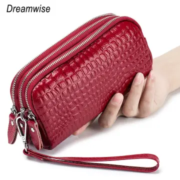 Retro Rose Long Wallet Lady Original Phone Purse 3D Red Flower Embossing  Clutch Bag, Clutches Bags&Wallets