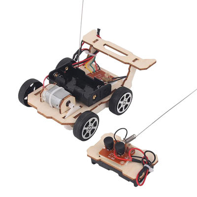 STEM Kid Wooden DIY Assembly Electric Toy Wireless Remote Control Car Assembly Educational Science Experiment Kit