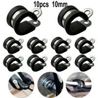 10pcs Rubber Lined Pipe Clamp 6/8/10mm Hose Clip For Fixing Pipes Hoses Cables Industrial Supplies Hardware Rings