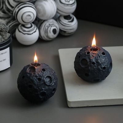 Black Moon Scented Candles Creative Bedroom Candles Gifts Souvenir 3D Moon Candles for Home Decoration