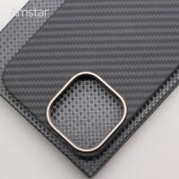 Amstar Carbon Fiber Magnetic Case For Iphone 14 13 Pro Max 14 13 Pro Aramid Fiber Metal Lens Ring Magnetic Cover Suport Magsafe